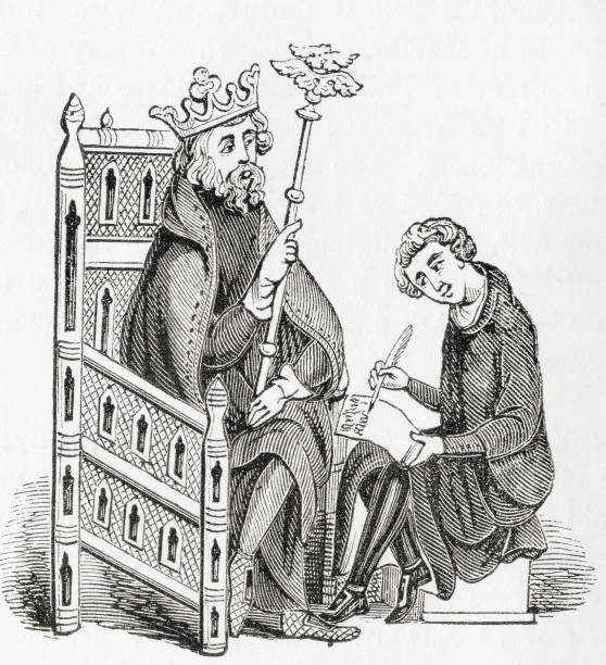 Medieval scribe at work